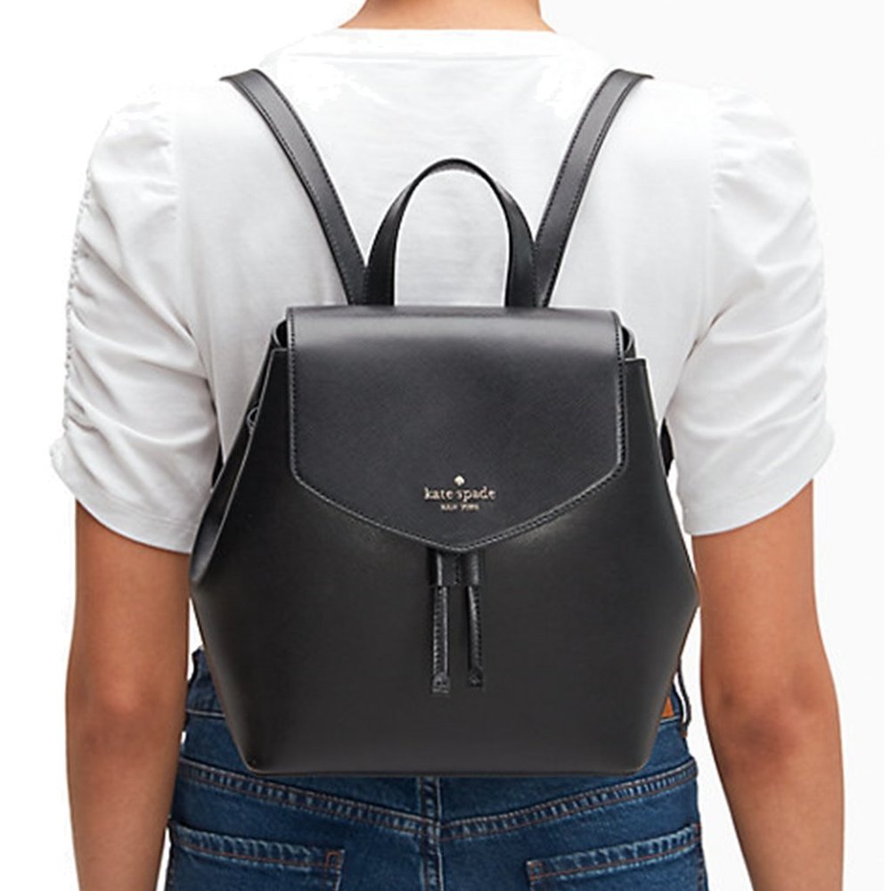 Kate Spade Black lizzie medium flap backpack - Picture 1 of 7